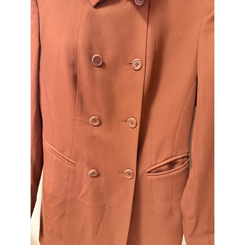 VTG Henri Bendel Italy 100% Wool Womens Brown Double Breasted Blazer‎ Size 6 - Picture 12 of 12